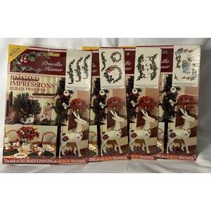 Lot Of 4) Priscilla Hauser Painted Impressions Christmas Rub-On Transfers NEW